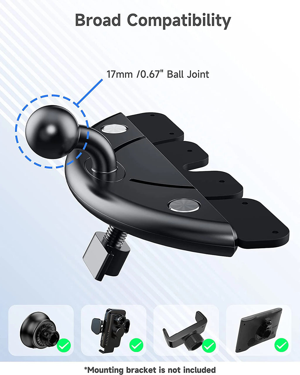 Car CD Slot Mobile Phone Holder Accessories 17mm Ball