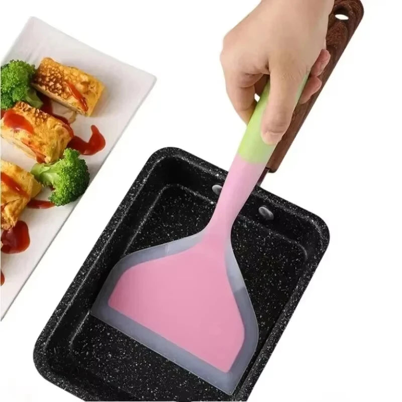 Random Color Pancake Spatula Silicone High Temperature Resistant Beef Meat Egg Kitchen Scraper Wide Pizza Cooking Tools Shovel