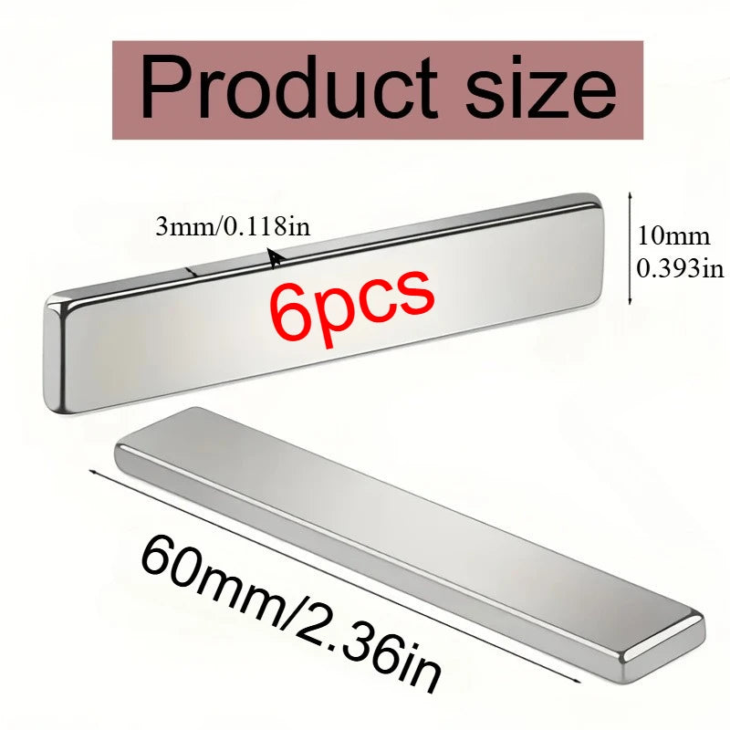 40x10x3/50x10x3/60x10x3mm strong rectangular magnet, suitable for whiteboards, nail art, warehouses, photo walls, cameras, DIY