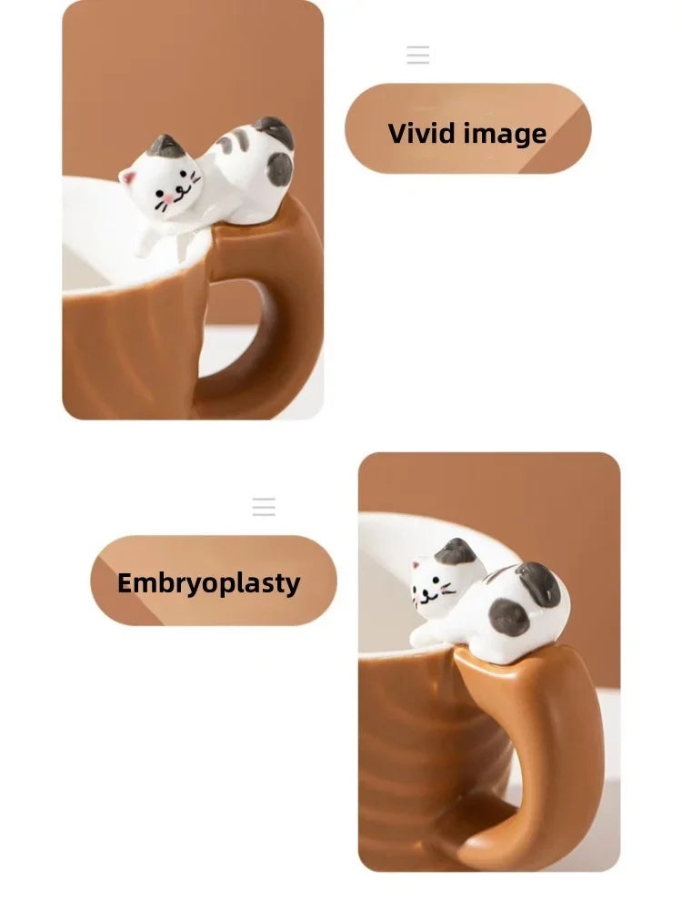 Creative Cartoon Cat Ceramic Mug Cute Cat Cup Children's Milk Breakfast Home Office Coffee Cups Tea Cup Gift Frends Drinkware