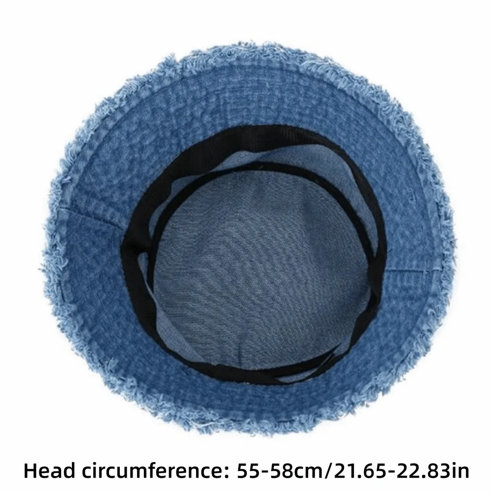 Y2K Style Denim Summer Sun Hat Foldable Anti-UV Bucket Hat Travel