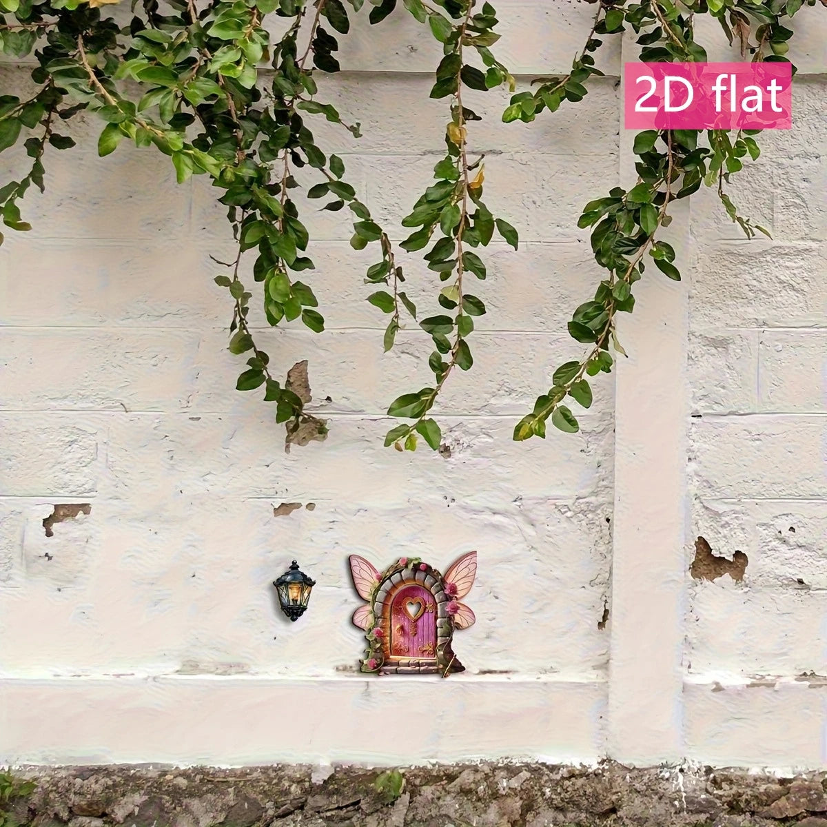 2D Flat Wooden Fairy Door Lantern Garden Mushroom House