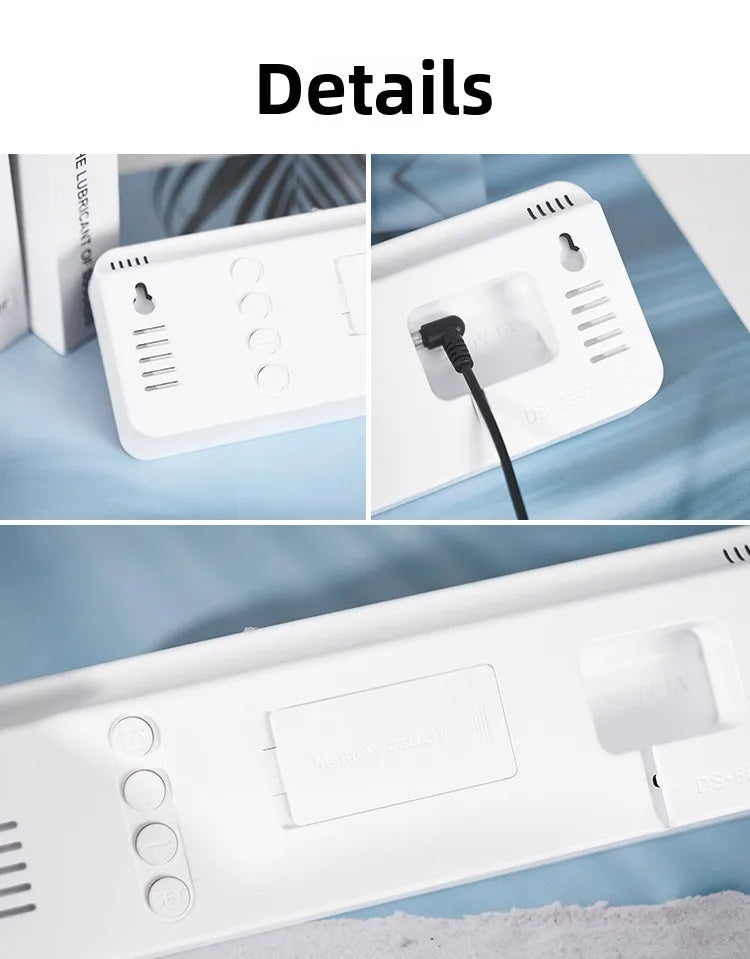 Hot 9 Inch Large Digital Wall Clock USB Powered TEMP Humidity Week Auto Dimmer DST Table Clock 12/24H Electronic LED Alarm Clock