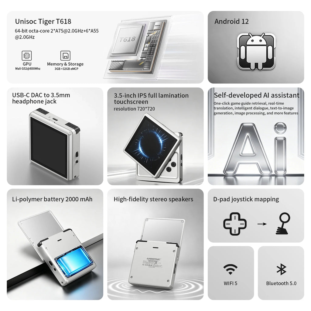 Anbernic RG Rotate Retro Handheld Game Console Android 12