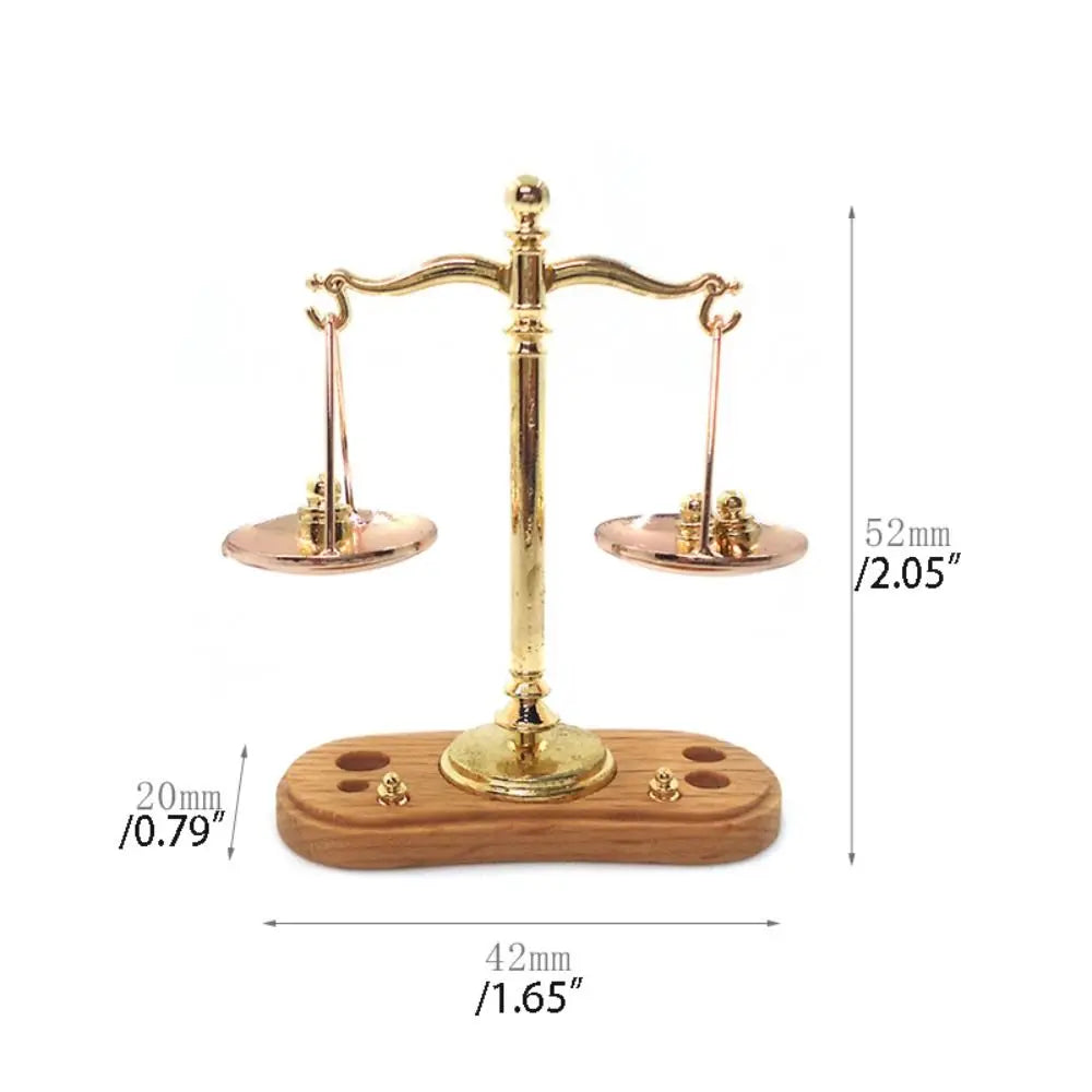Antique Simulation Balance Scale DIY Craft Mini Balance Model 1/12 Dollhouse Traditional Design Justice Scale Model Kids Gift