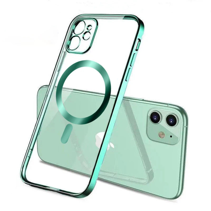 Luxury Plating Silicone Magnet Case For iPhone 14 13 12 11 Pro Max 12 13Mini Wireless Charger Magsafing Electroplate Soft Covers