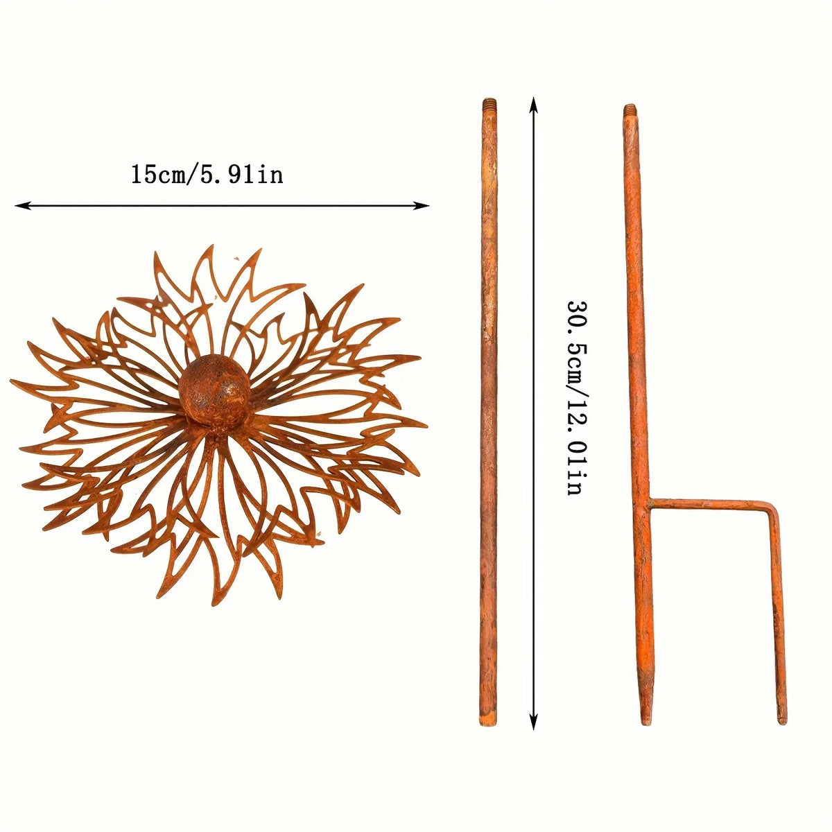 1pc Rustic Bluebonnet Metal Stake Decorative Garden Art Rust