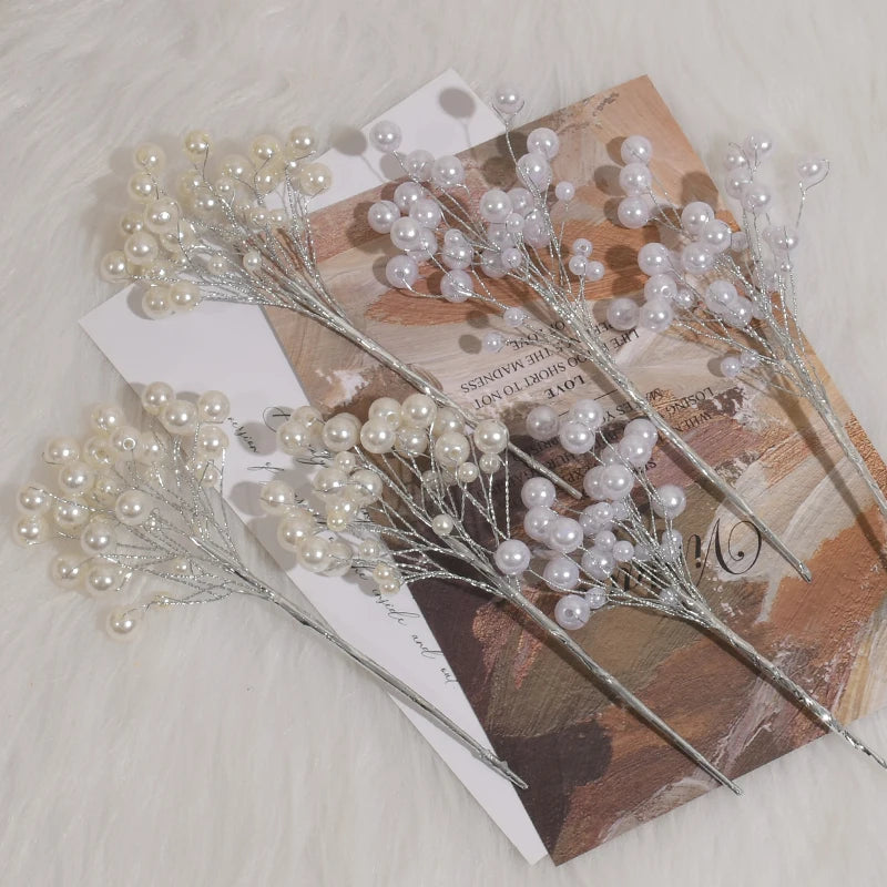 New Mini Pearl Flower Stem Beads Bridal Bouquet Wedding Balloon Cake DIY Party Artificial Flower Bouquet Home Decor