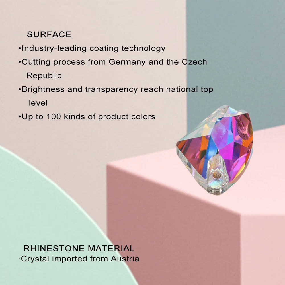 YHB Top Quality Galactic Axe Glass Crystal AB Moonlight Sewing Stones Flatback Sew on Rhinestones For Garment Clothes Bags