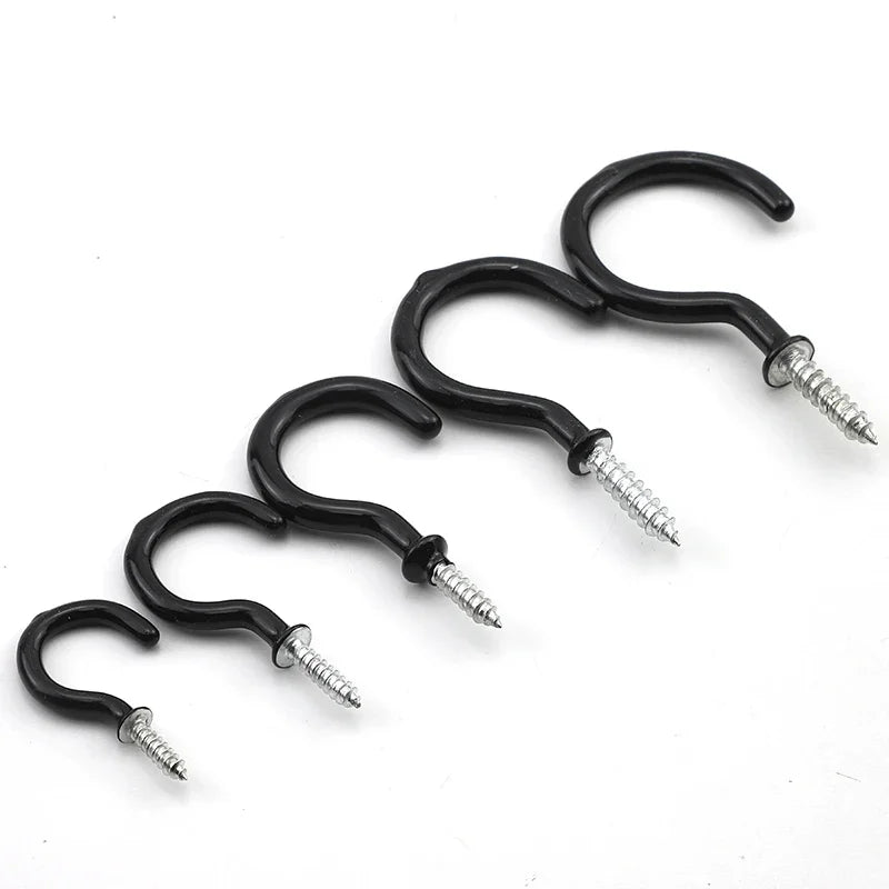 JUIDINTO 10-30pcs Cup Hook Screws 1/2"-2" Screw-in Hook Ceiling Tapping Screw Hook Carbon Steel for Kitchen Hanging