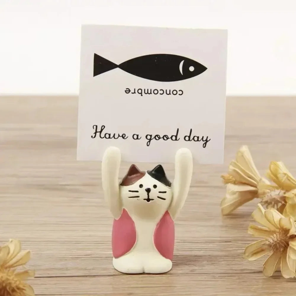 Decorations Creative Cartoon Card Holder Cute Resin Cartoon Style Korean Stationery Office Desk Organizer Mini Display Stand