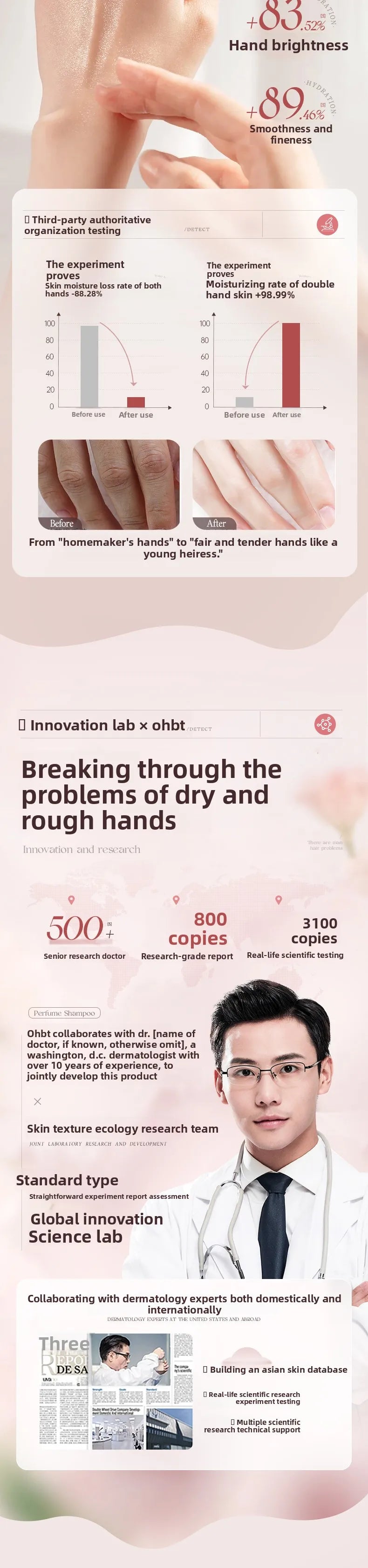 OHBT Moisturing Hand Care Oil, 150ml Rosehip Oil  Smooth Skin Care Essence, Whitening Nourish Hand Care Water