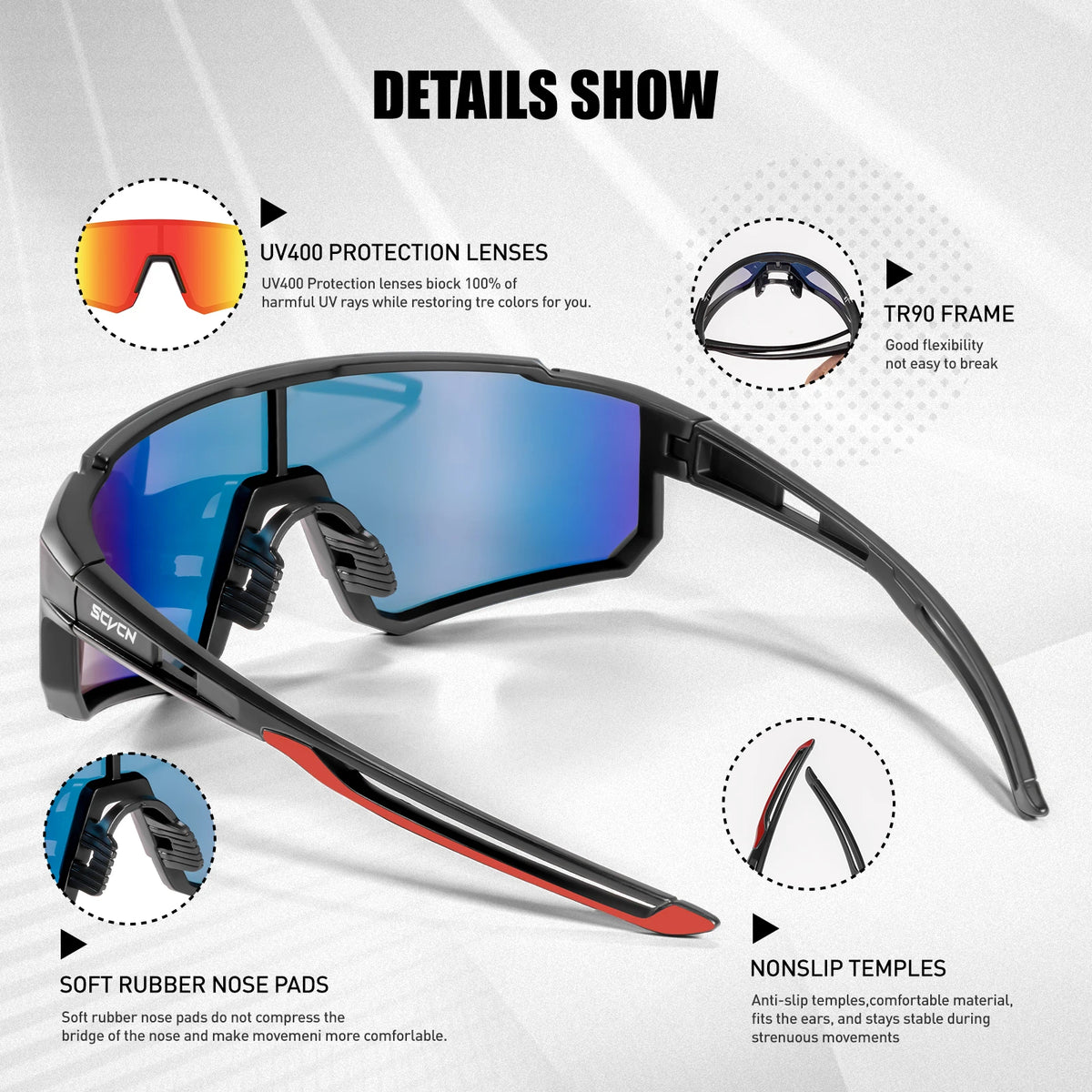 Scvcn New Outdoor Cycling Sunglasses Men Road Driving Bike
