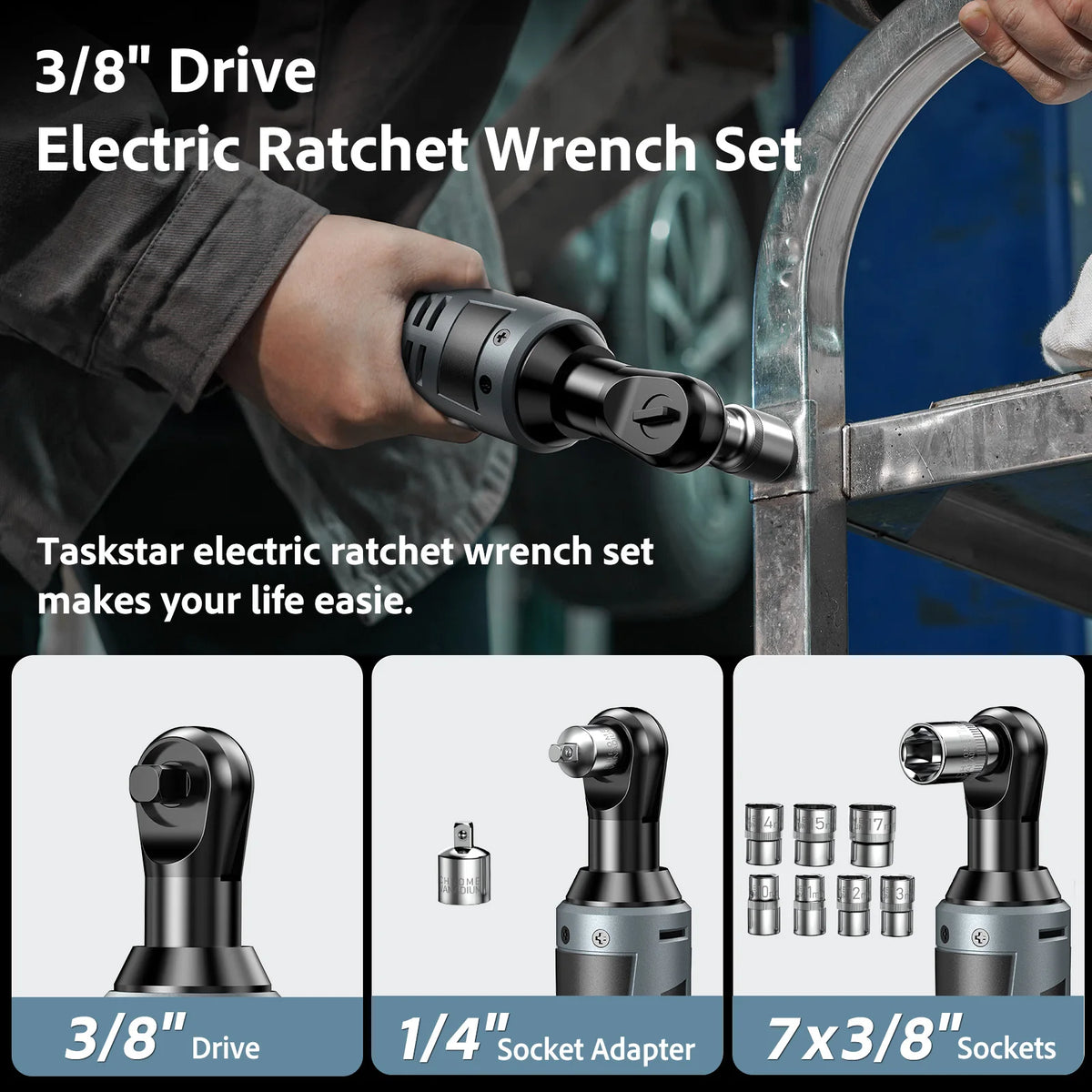 12V Cordless Ratchet Wrench With Sockets