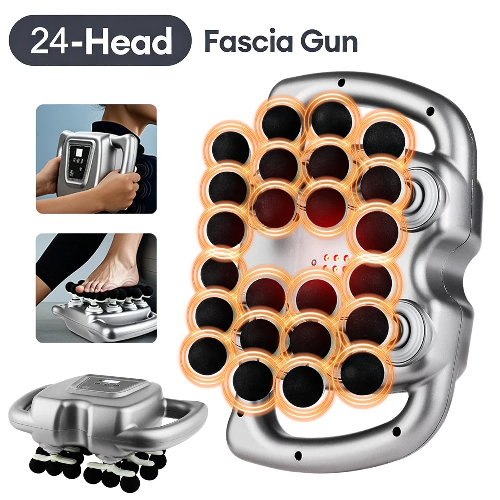 24-Heads Fascia Gun High-Frequency Vibration Body Massage Gun Back And Waist Massager Neck Shoulder Massager Muscle masajeador