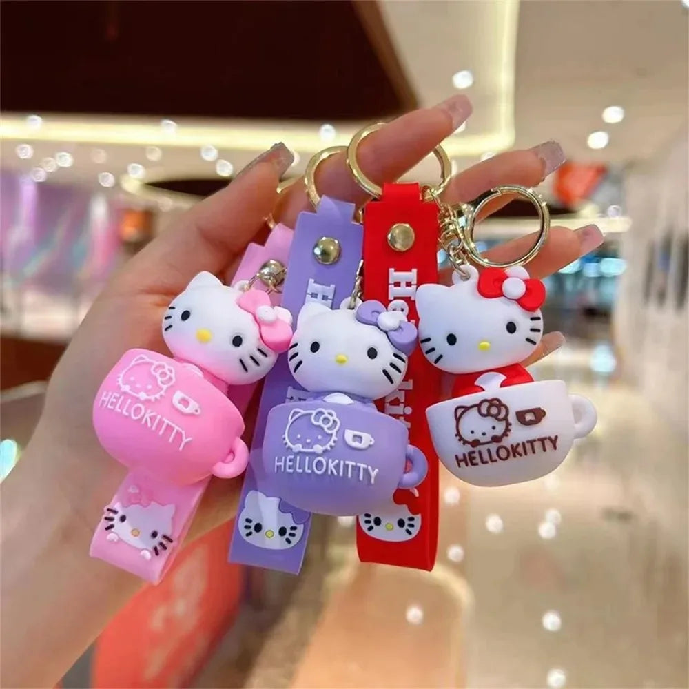 MINISO Cute Cartoon KT Keychain Girl Schoolbag Shoulder Bag Car Keyring Kid Children Kawaii Gift Festival gifts Festival gifts