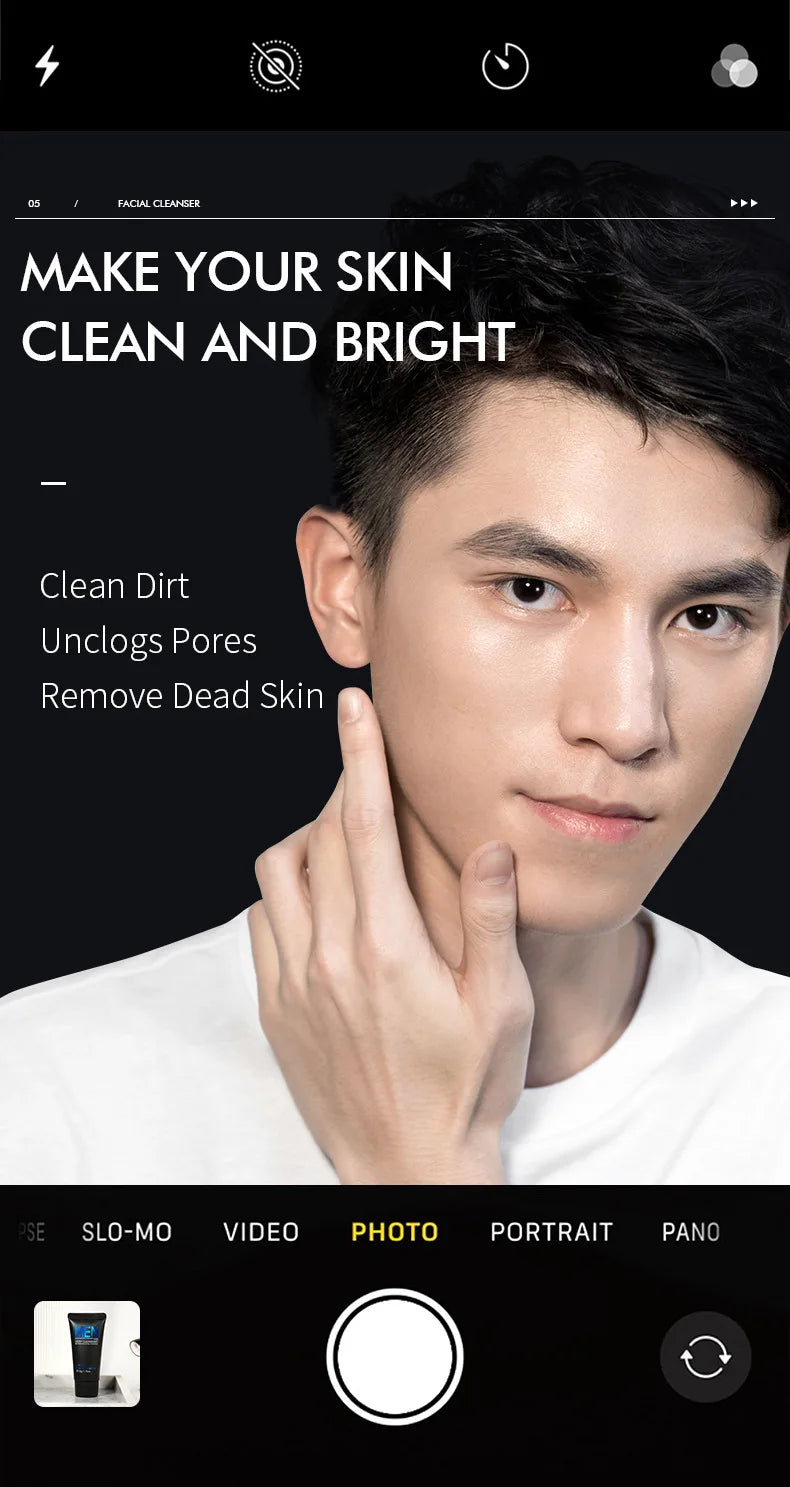 LAIKOU Men Facial Cleanser Face Wash Moisturizing Man Skin Care Oil Control Blackhead Remove Scrub Cosmetics Deep Norishing 50g
