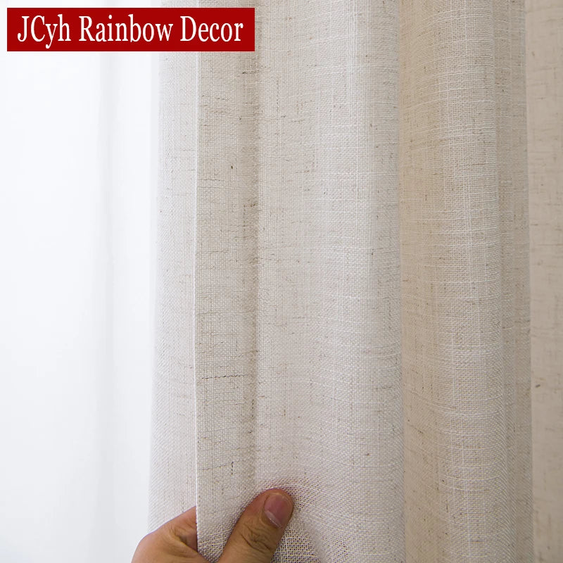 Thick Linen Look Sheer Curtains for Living Room Tulle Curtains for Bedroom Window Kitchen Door Curtain Short Rideaux Chambre