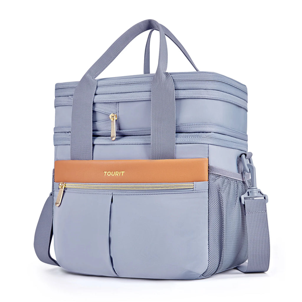 Lunch Bag for Women Men Double Deck Insulated Lunch Box Expandable Leakproof Reusable Lunch Cooler Bag for Work, Office, Picnic