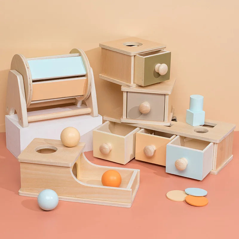 Montessori Macaroon Color Spinning Drum Match Coin Box Permanent