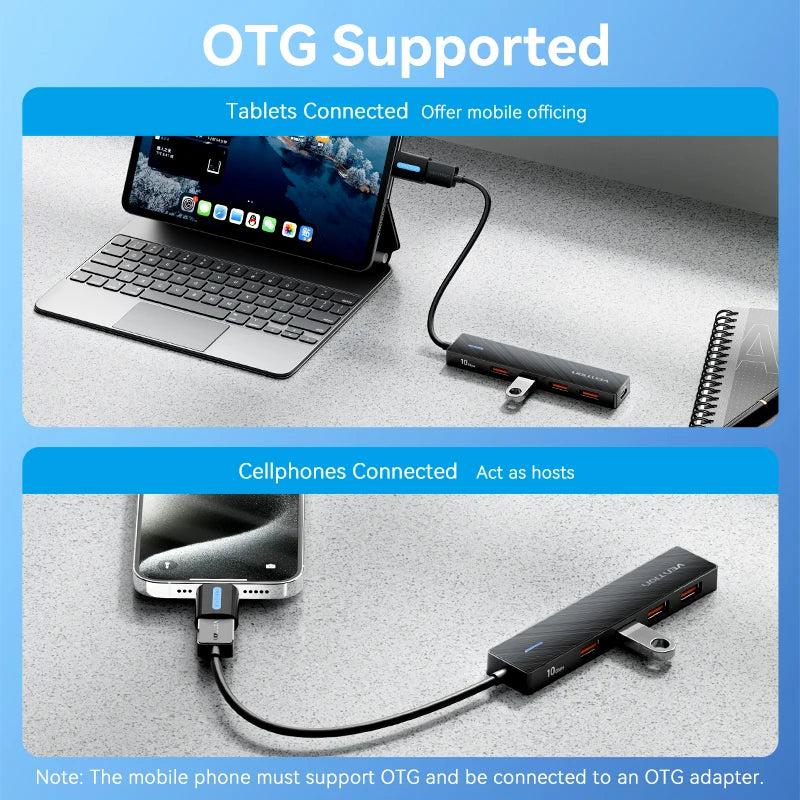 Vention Usb Hub 4 Port ABS Hub USB 3.2 10gbps for Laptop Multi