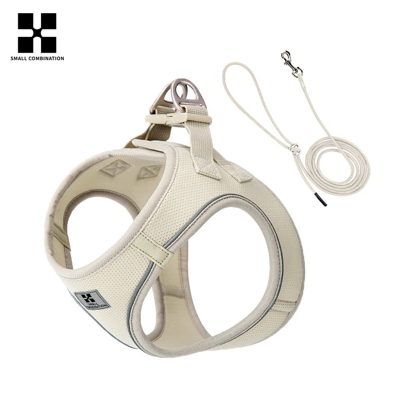 Small Combination Small Dog Harness Leash Set Soft Reflective for
