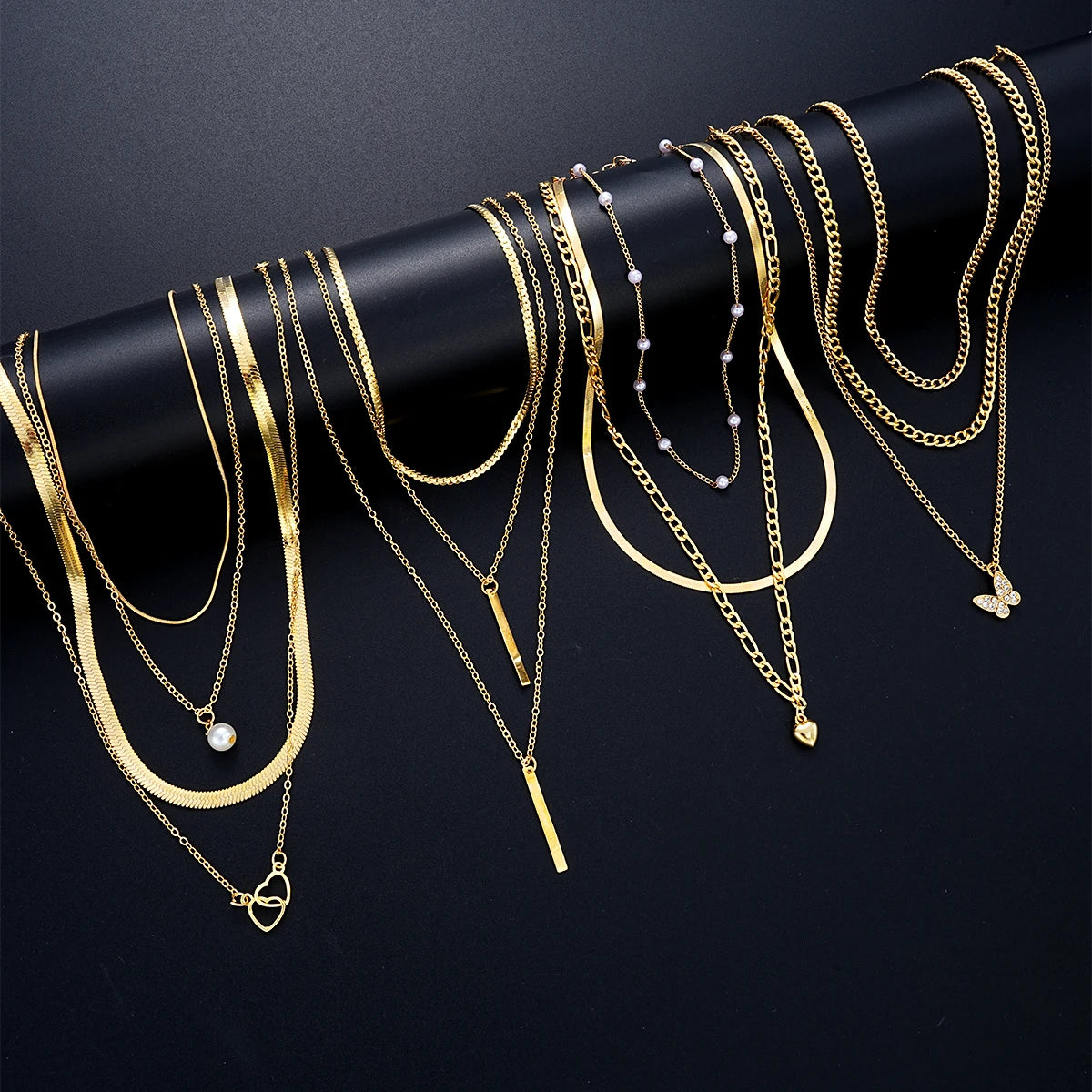 Simple Pearl Choker Necklaces Set for Women Fashion Layered