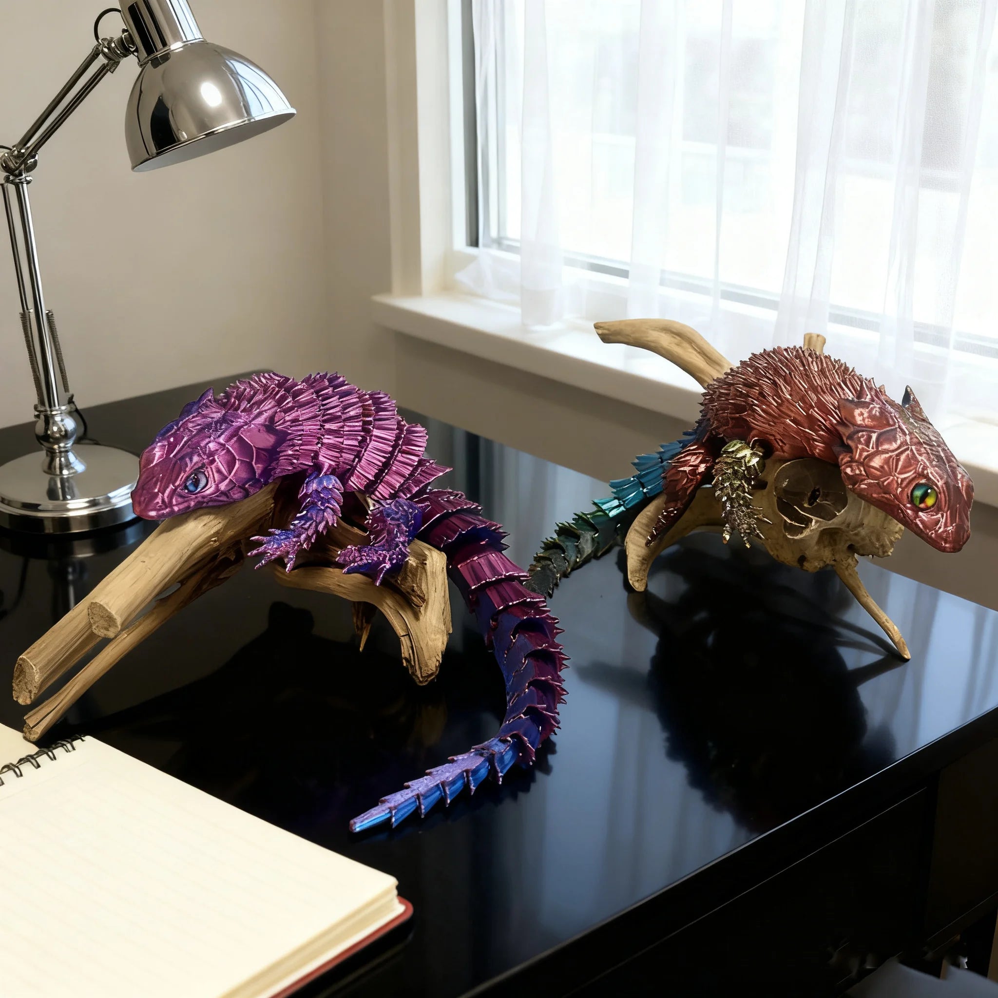3D Printed Lizard Statue, Flexible 3D Printed Animal, Colorful Figurines Statue, Gifts, 36.5Cm/14.37In, 23.5Cm/9.25In
