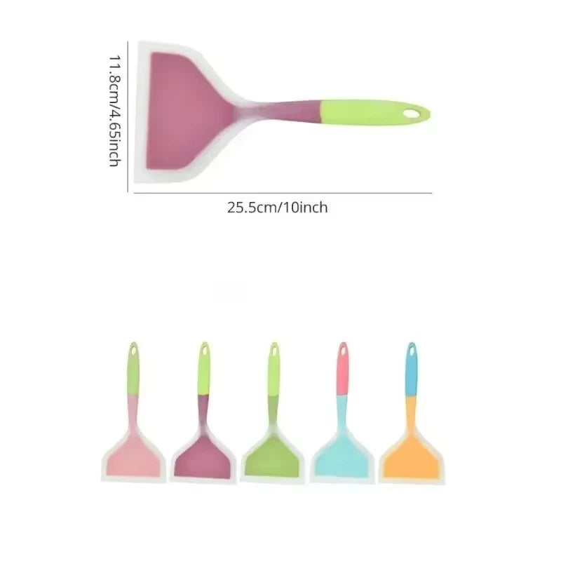 Random Color Pancake Spatula Silicone High Temperature Resistant Beef Meat Egg Kitchen Scraper Wide Pizza Cooking Tools Shovel