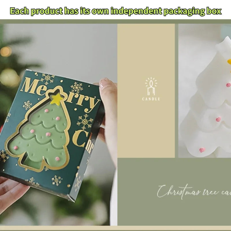 Christmas Scented Candle with Box Mini Christmas Tree Shape Fragrance Candle Home Decor Candle Gift for Friends Women Souvenir