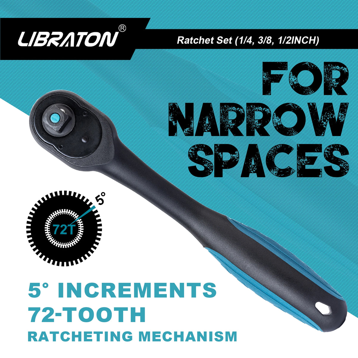 LIBRATON 72-Tooth Quick-Release Ratchet Wrench