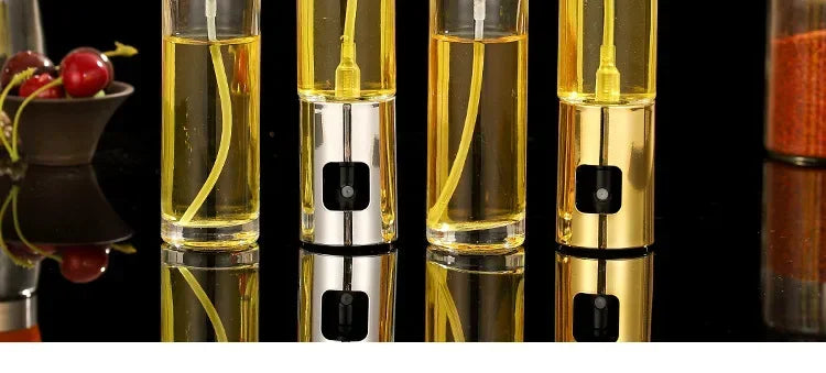 New Stainless Steel Oil Dispenser Glass Silicone Wrap Grill BBQ Sprayer Pot Gravy Boats Tools for Cooking Olive Oil Spray Bottle