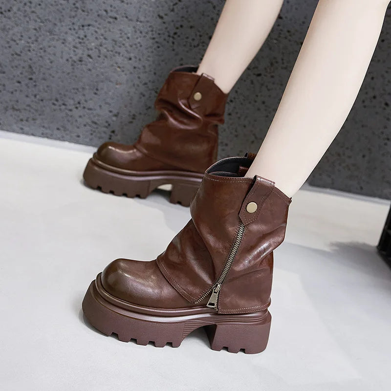 Winter Gothic Style Chunky Boots High Platform Women Ankle Boots