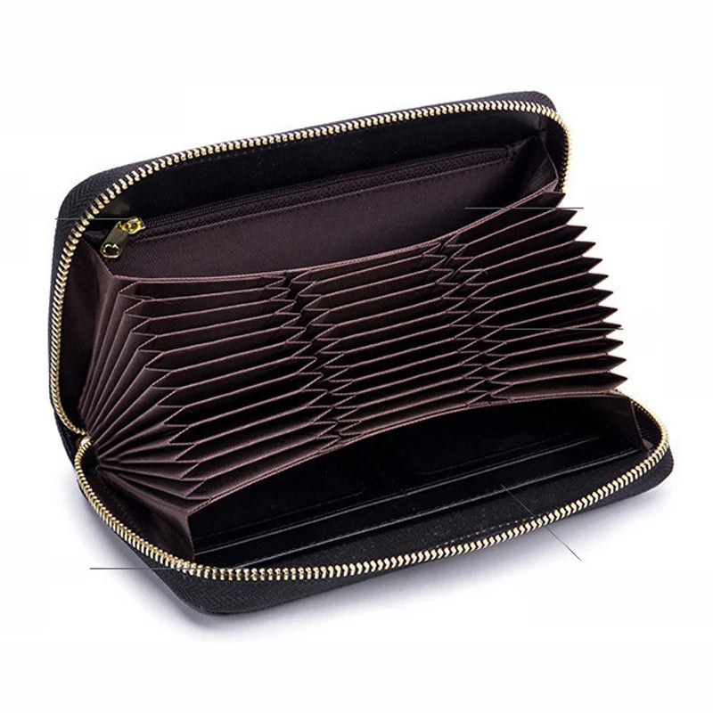 RFID Wallet for Women  Genuine Leather Female Travel Purse Zipper  Women's Wallet 36 Card Holder мини кошелек жен