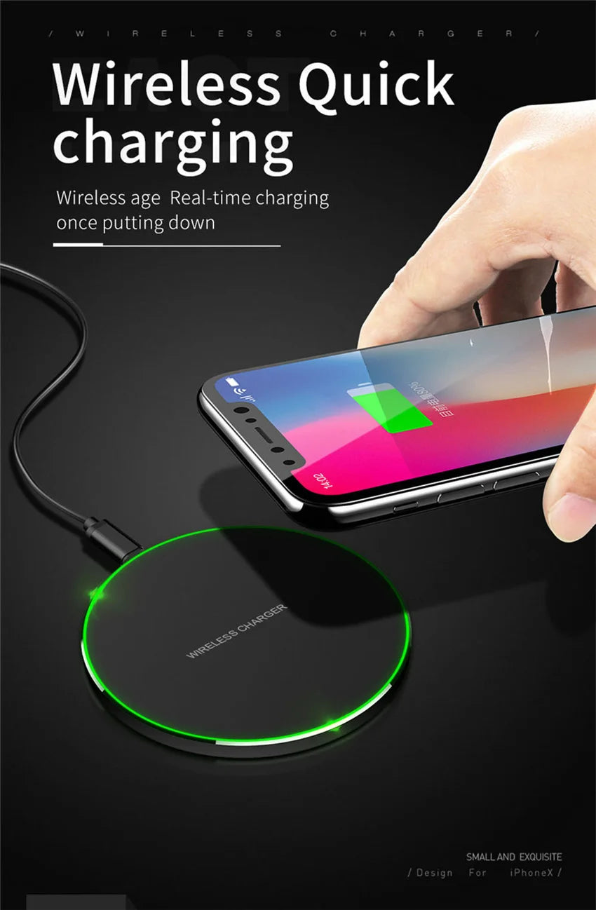 Wireless Charger Pad For iPhone 17 16 15 14 13 12 11 X Pro Max XR 8 Samsung Xiaomi Huawei LG Phone Fast Charging Docking Station
