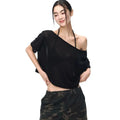 Kimutomo T Shirts Women Short Sleeve Loose Vintage Grunge Gothic