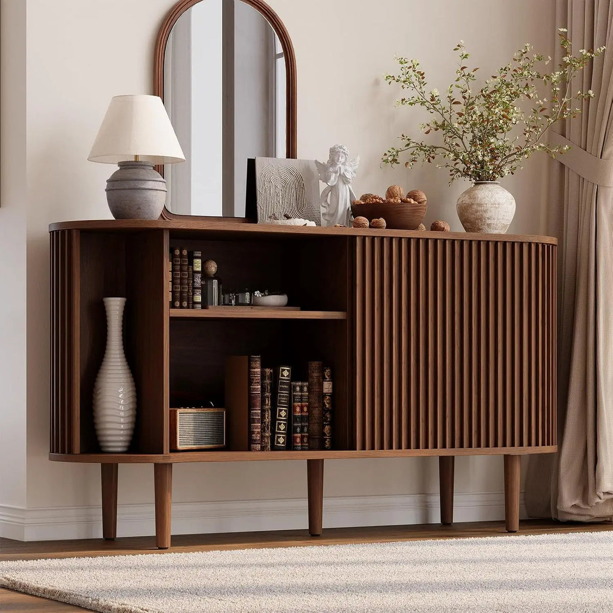55" Sideboard Cabinet Buffet Storage - Mid-Century Modern Coffee