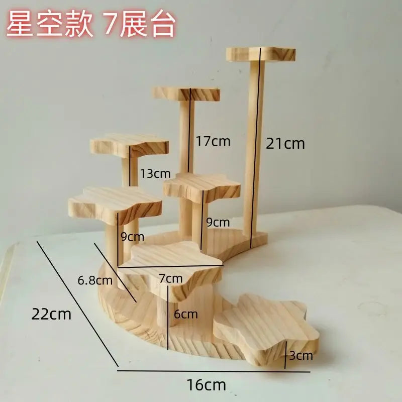 Home Storage Wood Handmade Storage Holders Desktop Doll Handmade Character Blind Box Ladder Storage Display Stand Organizer