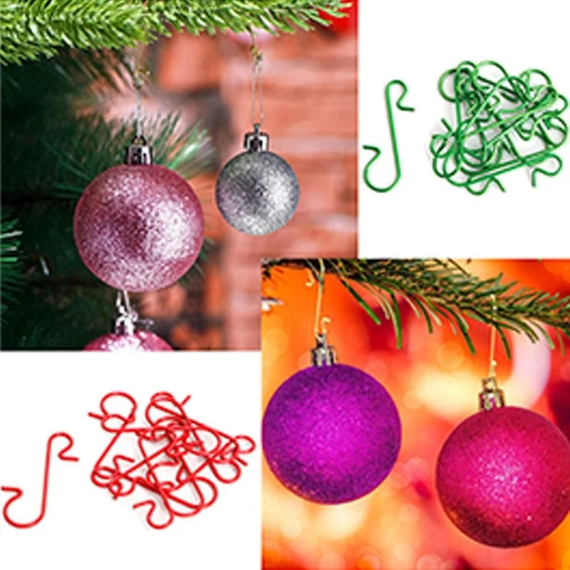 100Pcs Christmas Ornament Metal S-Shaped Hooks Holders Tree Ball Pendant Hanging Decoration for Home Navidad New Year