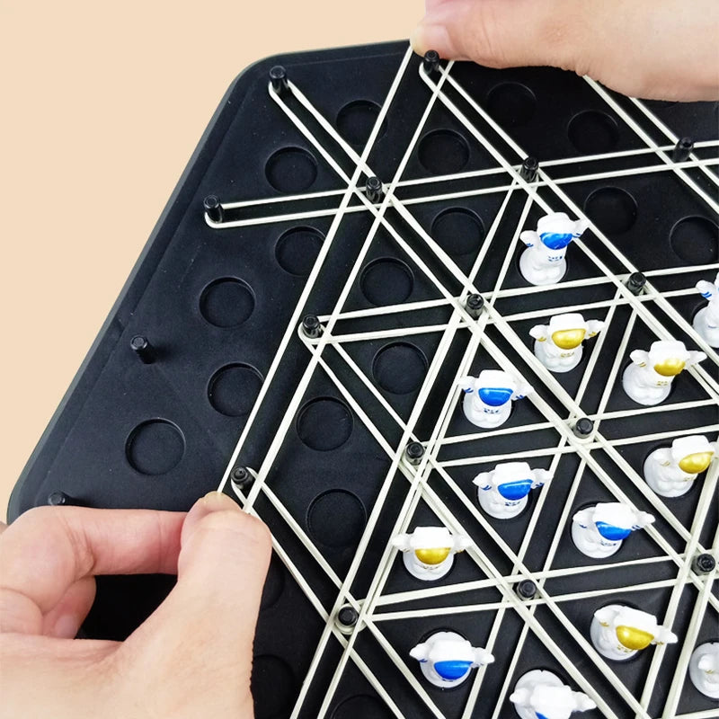 Chain Triangle Chess Triggle Elastic Band Game Educational Desktop Chain Chess Logic Geometry Puzzle Interactive Toy for Kid