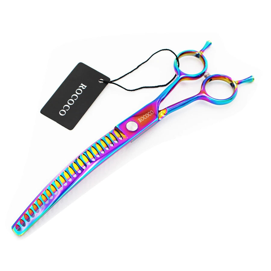 Professional 8 inch 7 inch 6.5" High Quality Pet Dog Grooming Scissors Curved Shark Thinning Shears Cat Dog Barber Scissors