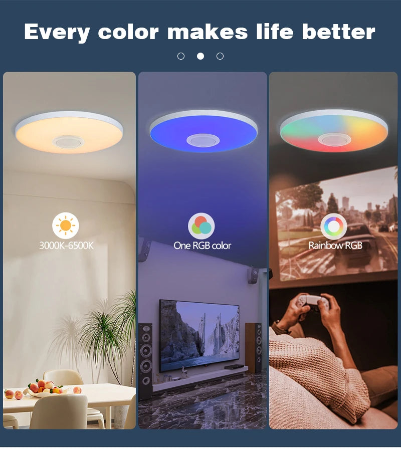 Tuya Smart Audio Ceiling Light APP Remote Control RGB Ambient Lamp Living Room Bedroom Home Decor LED Music Ceiling Lights