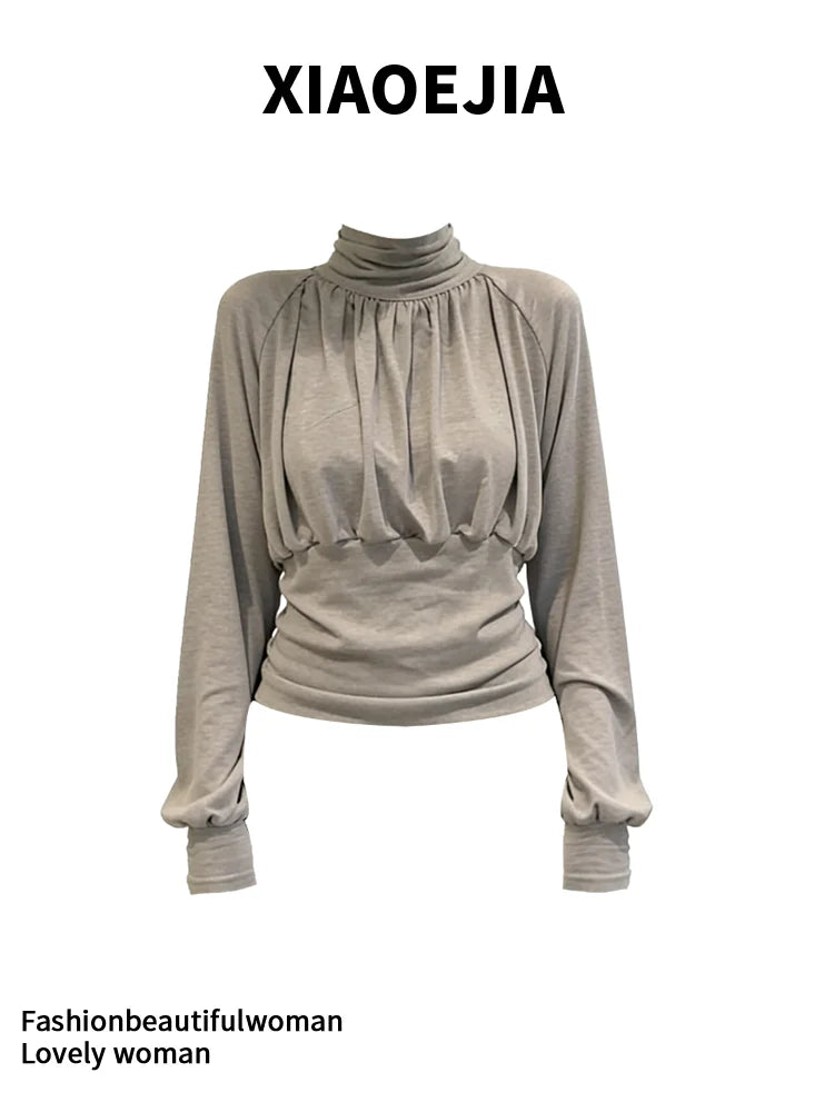 Women Grey GothicT-Shirt Harajuku Y2K Tee Top 90s Vintage Long