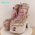 Lolita Y2K Sweet Shoes Platform Chunky Heels Cross-Tied Side