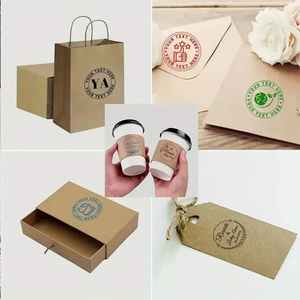 Custom Self-Inking Stamp Customized LOGO Self-Inking Business Address Wax Seal Name Letter Handicrafts Personalize Rubber Stamps