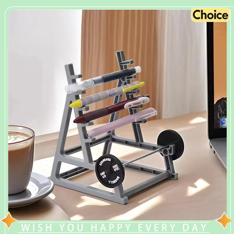 Metal Barbell Pen Holder Multipurpose Fitness Desk Organizer for Glasses Stationery Gym Home Office Decor Storage Accessory