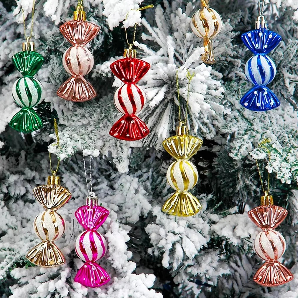 6pcs Christmas Candy Cane Pendant Xmas Tree Hanging Ball Ornaments Christmas Decorations for Home 2026 New Year Gift