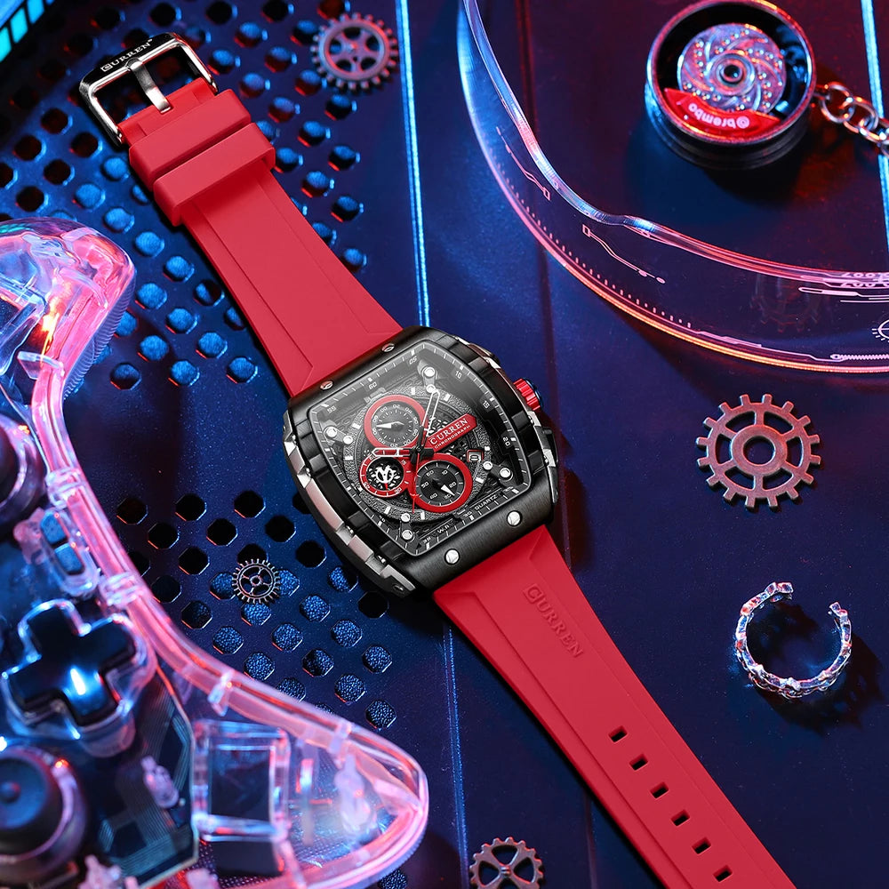 CURREN Fashion men watch brand unique square design luxury
