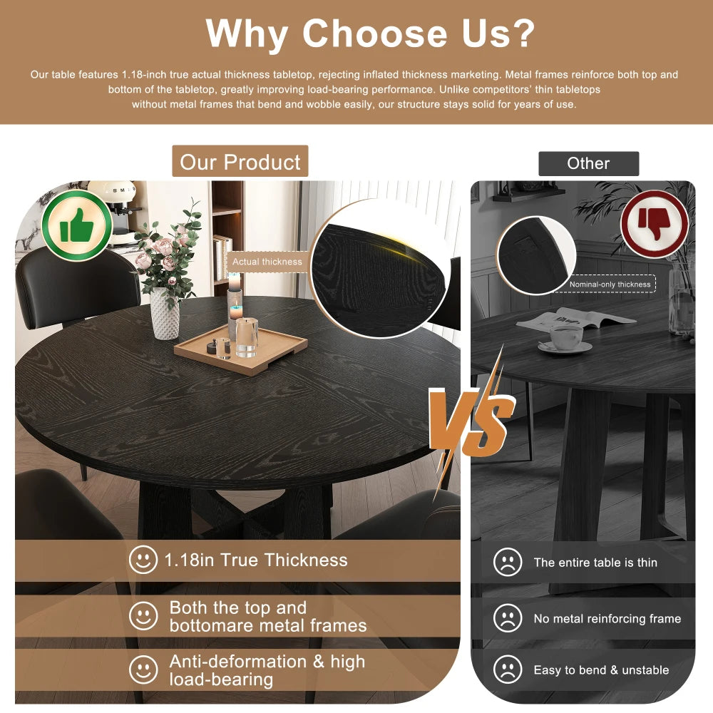 Round Dining Table Set for 4