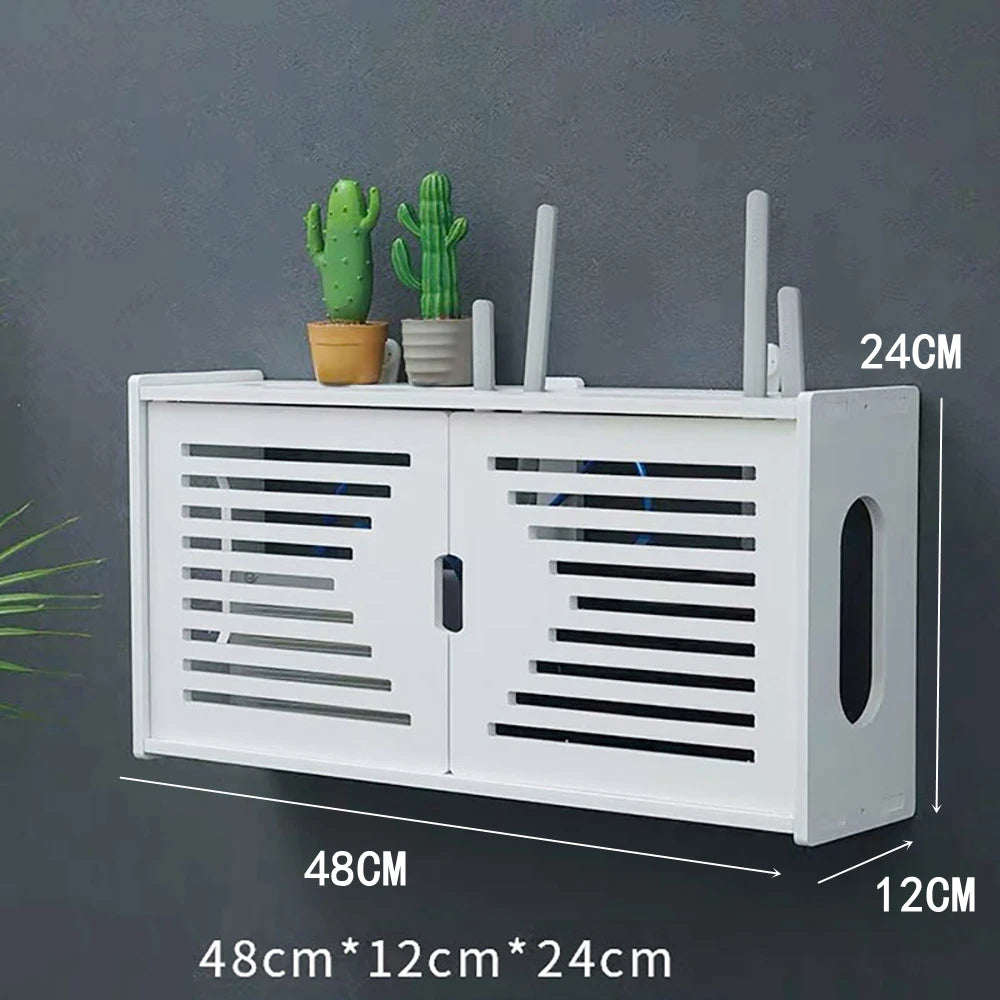 Punch-free Double Layers Wall Shelf TV set-top Box Rack Living Room Router Wall Hanging Storage Box Wireless Wifi Router Shelf